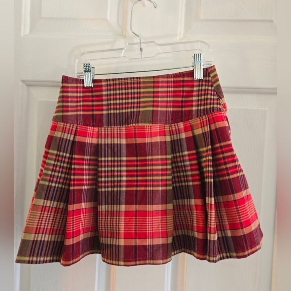 GAP Girls 8 Red Brown Fall Plaid Skort - Picture 2 of 8